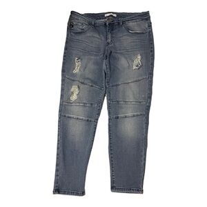 𝅺KANCAN Moto distressed medium wash mid-rise jeans 15/31